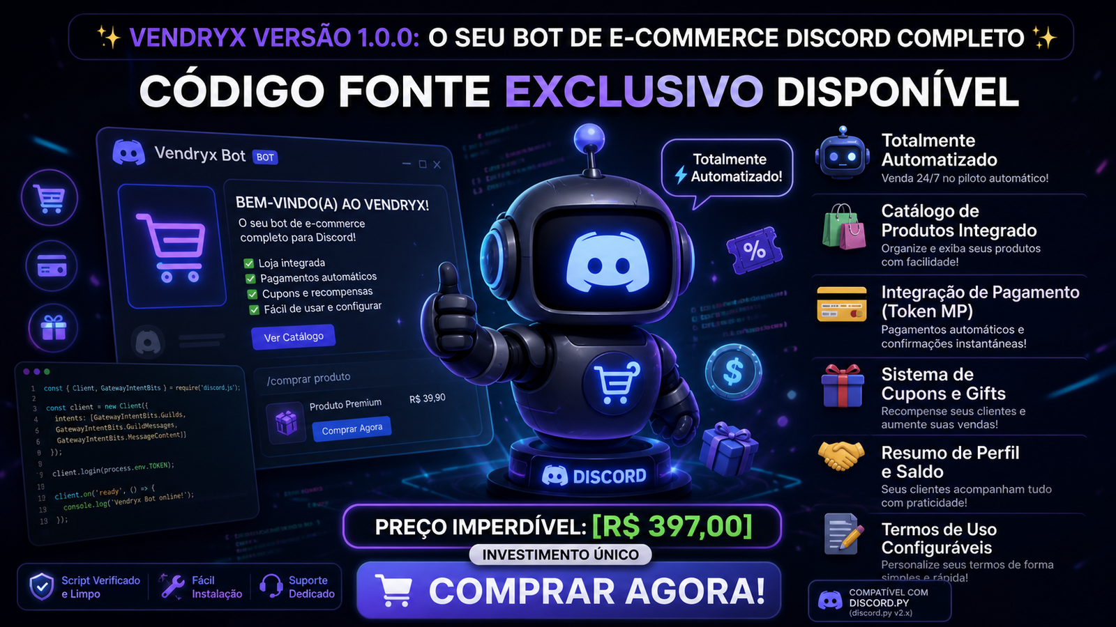 bot de vendas discord sistema vendryx